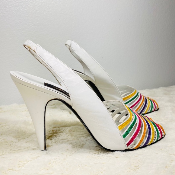 Aurelio Garcia Leather Multicolor Slingback Heels - Picture 4 of 15